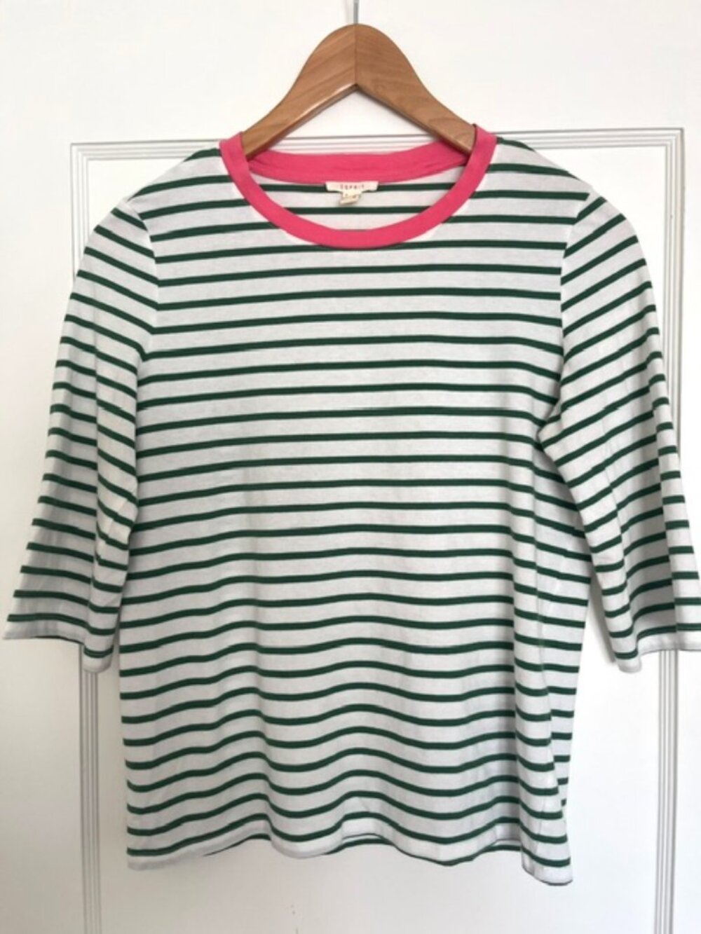 Vintage Esprit Striped Tee with 3/4 Length Sleeves | Size Small